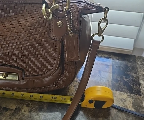 Coach Kristin Brown Woven Leather Handbag - Picture 2 of 9